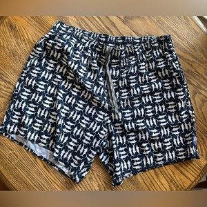 AFTCO Marlin Print Swim Trunks - Navy & White Size L